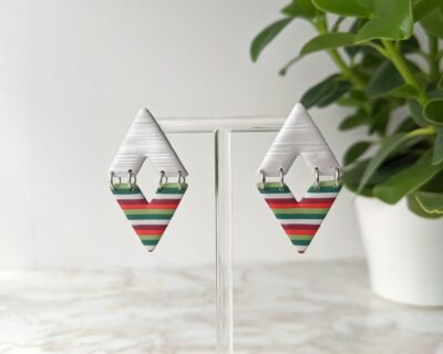 Cercei lungi, Christmas Stripes Diamonds