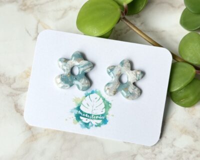 Cercei cu șurub Marble Florals Monsteria