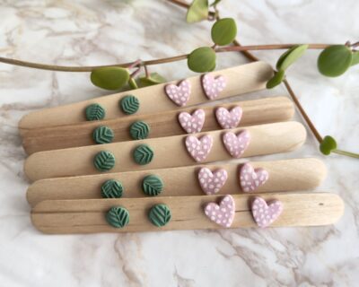 Set cercei cu șurub, Greens & Pinks Monsteria