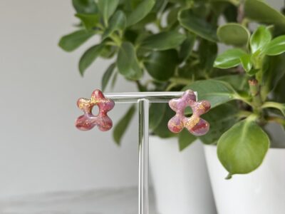 Cercei cu șurub, Crimson Marble Florals Monsteria